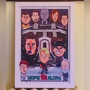 RARE Custom Framed Vintage 1990 “Home Alone” Movie Cartoon Characters Wall Art